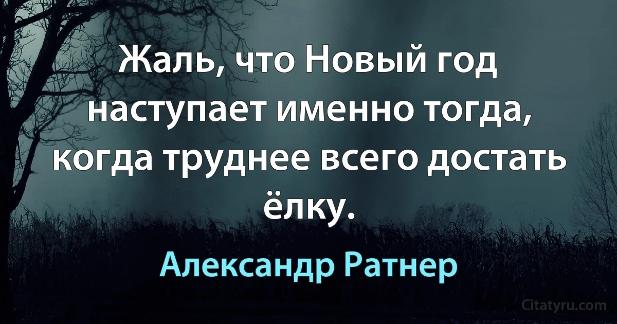 Жаль, что Новый год наступает именно тогда, когда труднее всего достать ёлку. (Александр Ратнер)