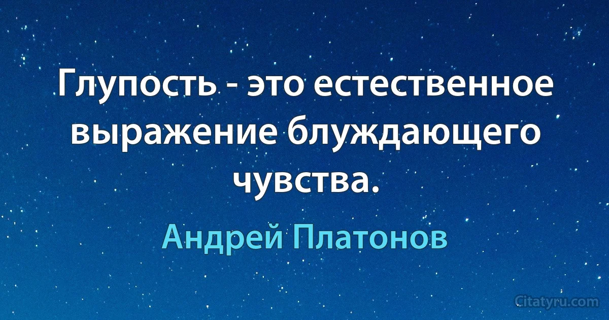 Глупость - это естественное выражение блуждающего чувства. (Андрей Платонов)