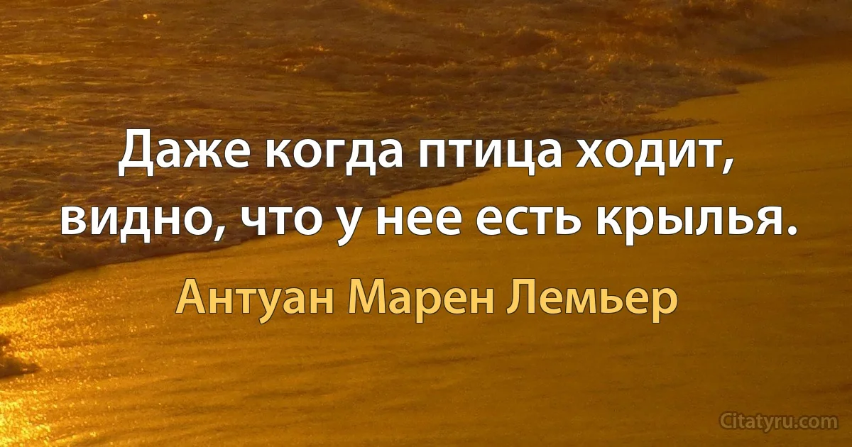 Даже когда птица ходит, видно, что у нее есть крылья. (Антуан Марен Лемьер)