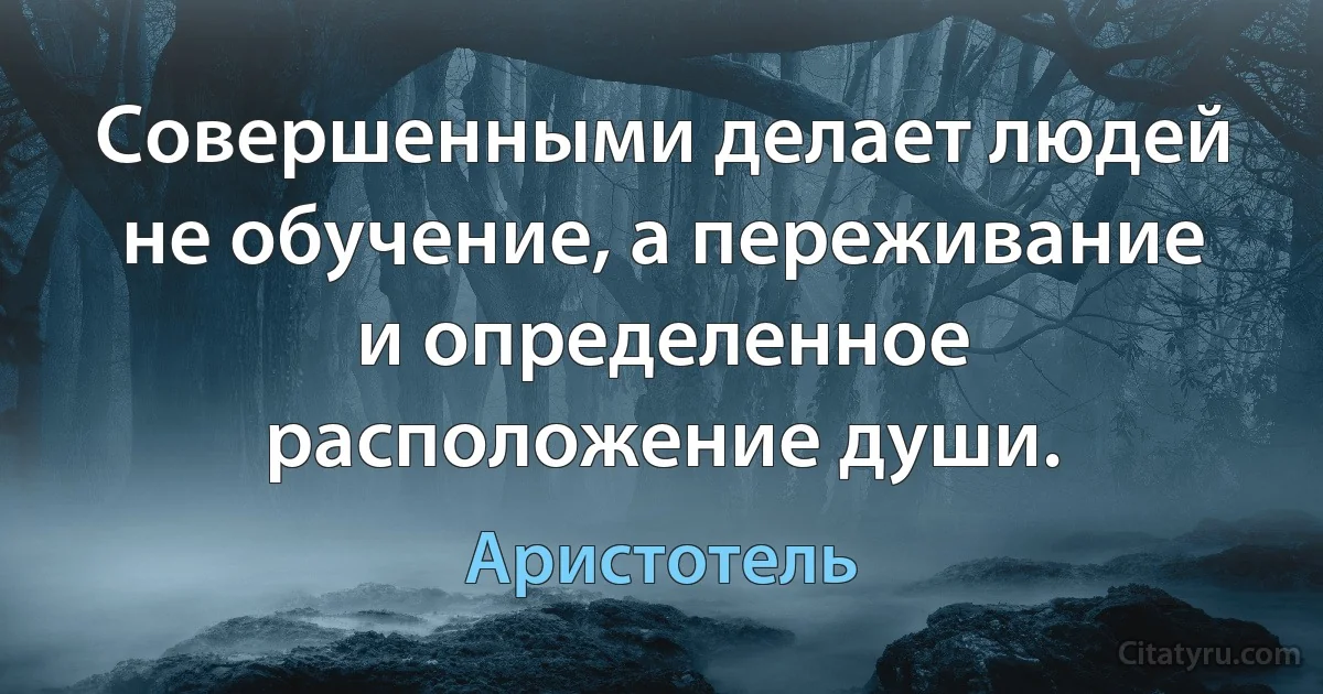 Совершенными делает людей не обучение, а переживание и определенное расположение души. (Аристотель)