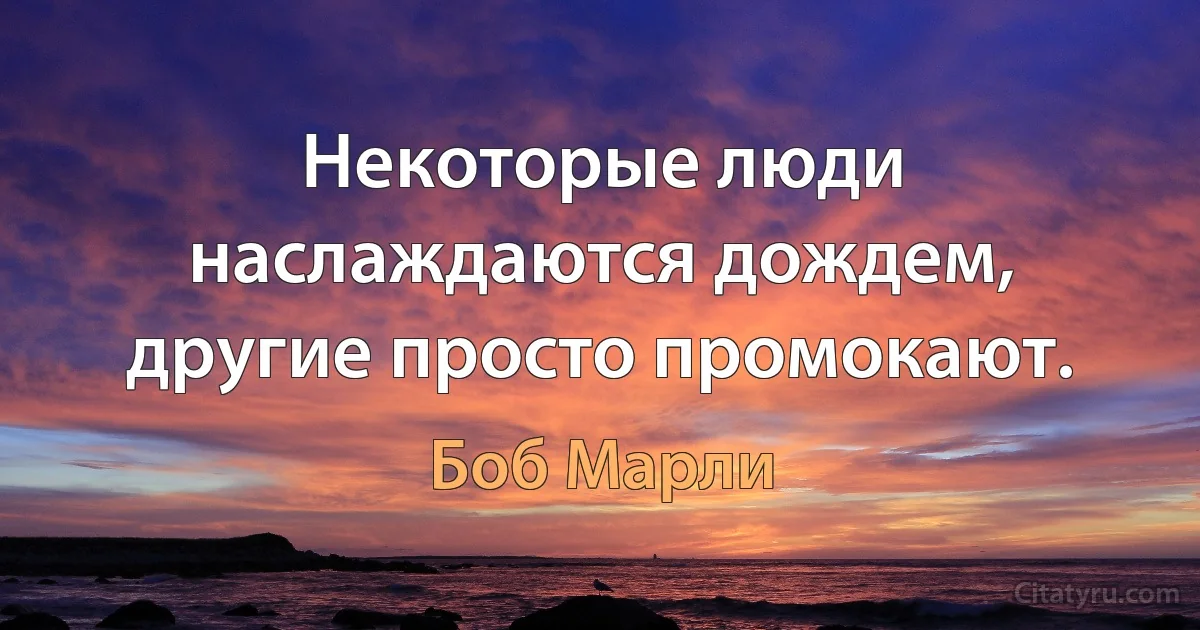 Некоторые люди наслаждаются дождем, другие просто промокают. (Боб Марли)