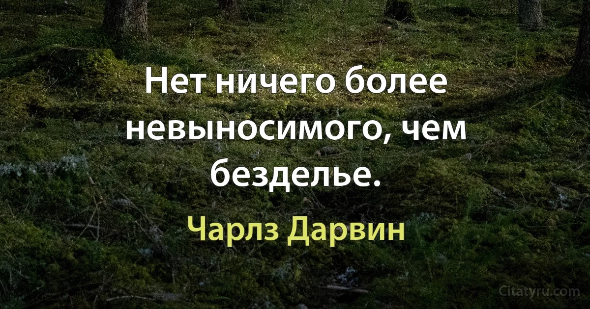 Нет ничего более невыносимого, чем безделье. (Чарлз Дарвин)