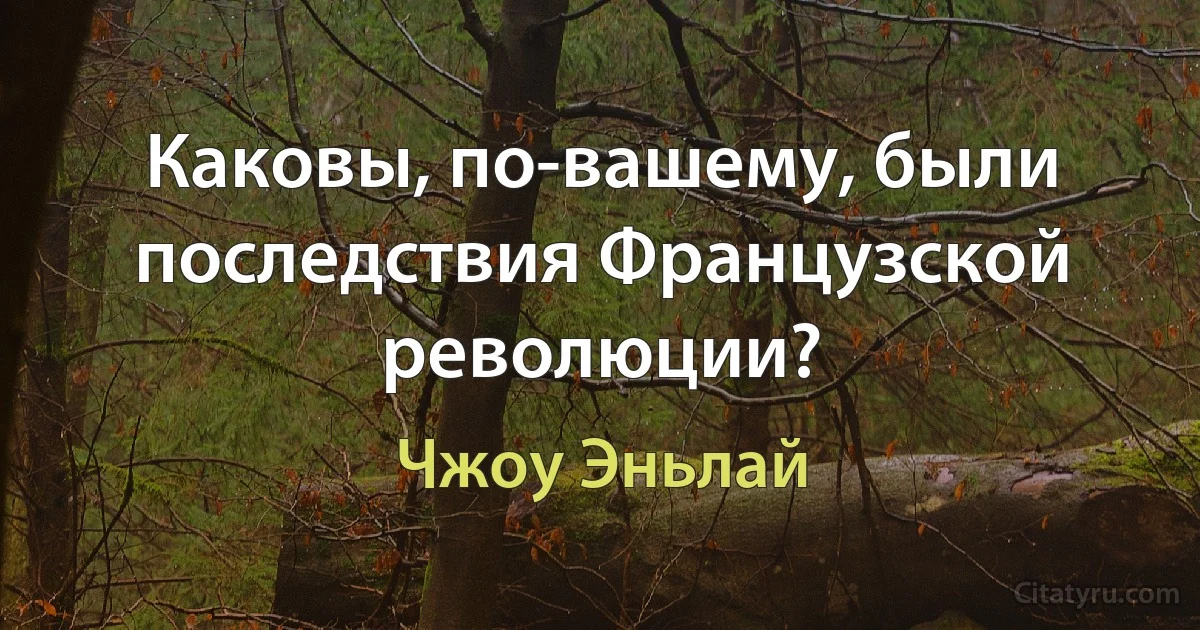 Каковы, по-вашему, были последствия Французской революции? (Чжоу Эньлай)