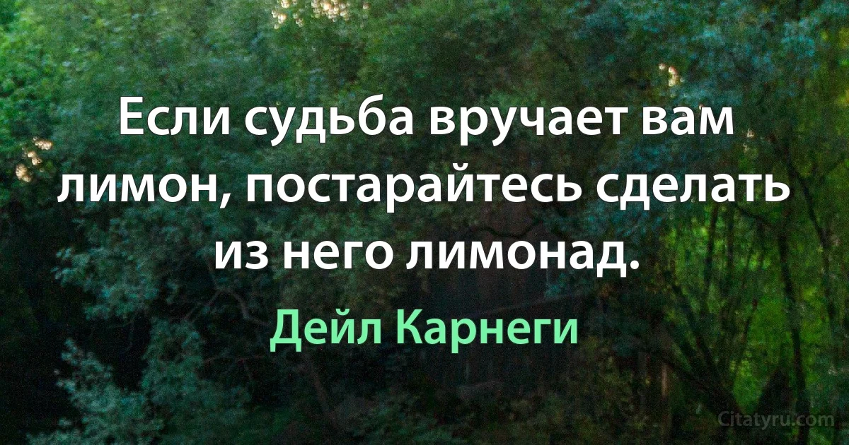 Если судьба вручает вам лимон, постарайтесь сделать из него лимонад. (Дейл Карнеги)