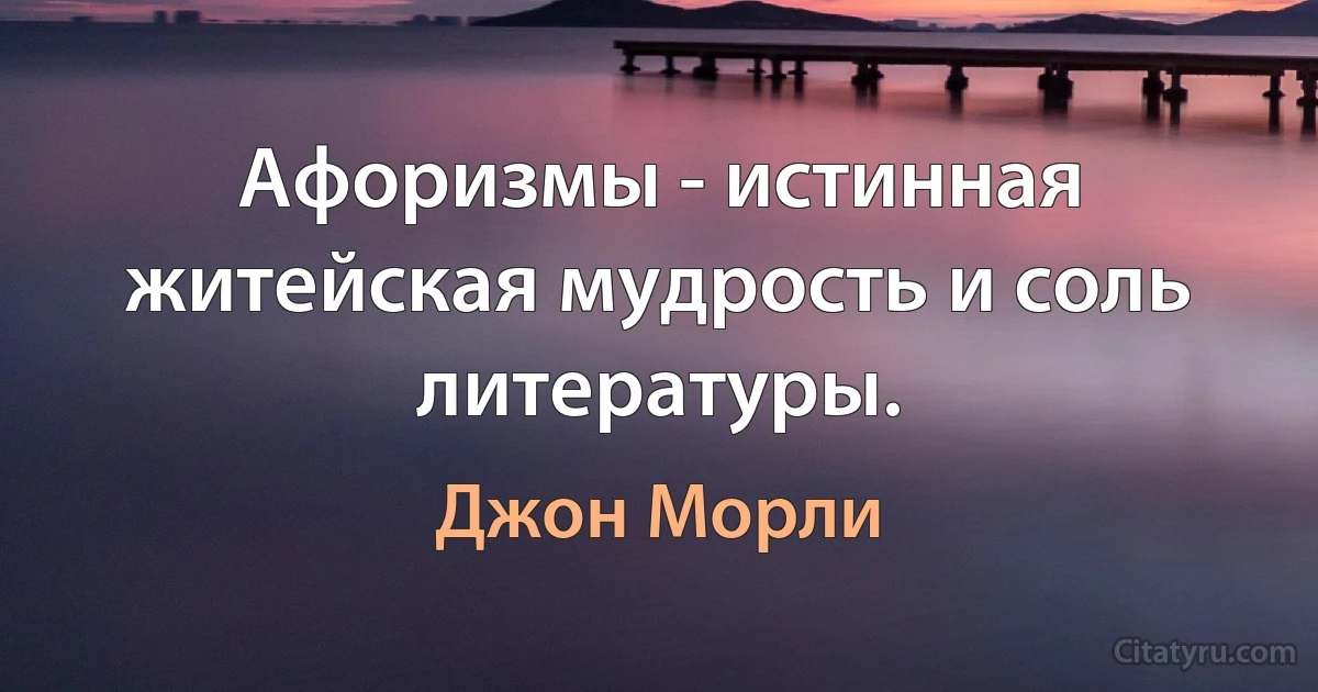 Афоризмы - истинная житейская мудрость и соль литературы. (Джон Морли)