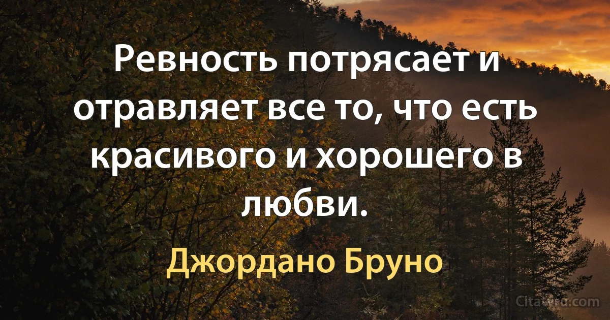 Ревность потрясает и отравляет все то, что есть красивого и хорошего в любви. (Джордано Бруно)