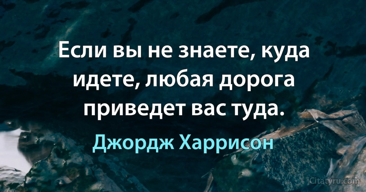 Если вы не знаете, куда идете, любая дорога приведет вас туда. (Джордж Харрисон)