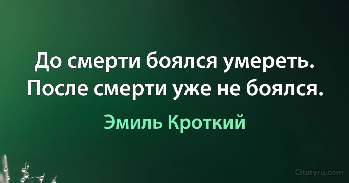 До смерти боялся умереть. После смерти уже не боялся. (Эмиль Кроткий)