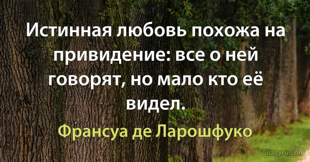 Истинная любовь похожа на привидение: все о ней говорят, но мало кто её видел. (Франсуа де Ларошфуко)