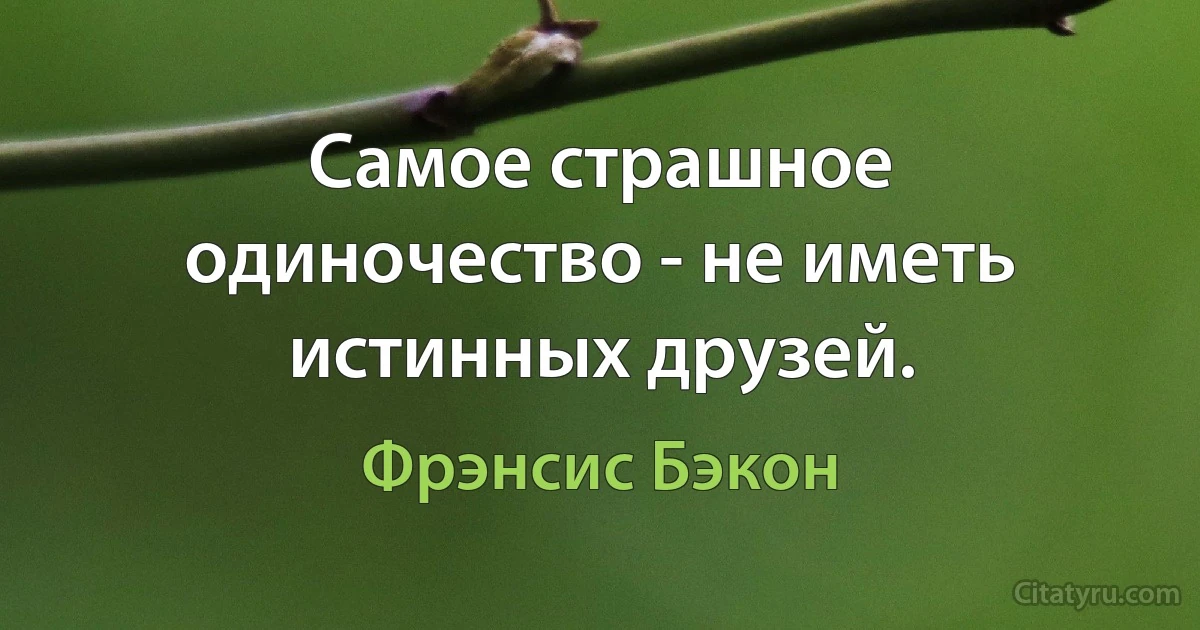 Самое страшное одиночество - не иметь истинных друзей. (Фрэнсис Бэкон)