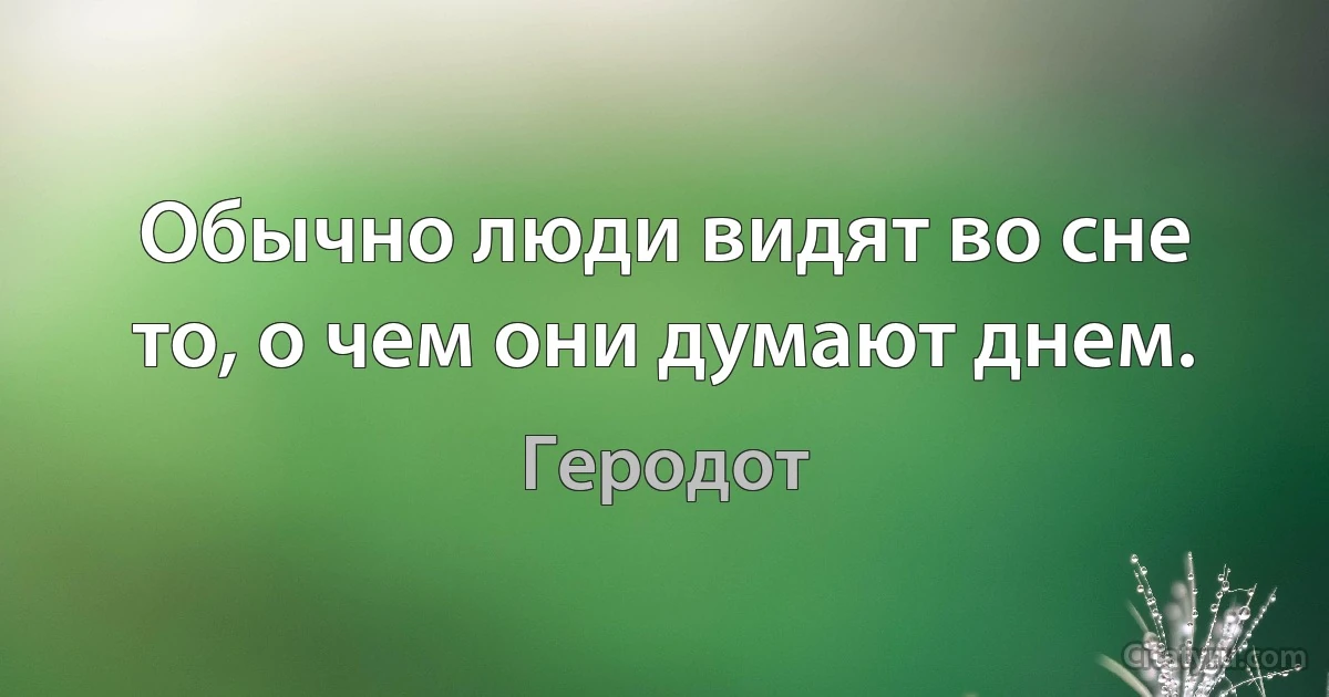 Обычно люди видят во сне то, о чем они думают днем. (Геродот)