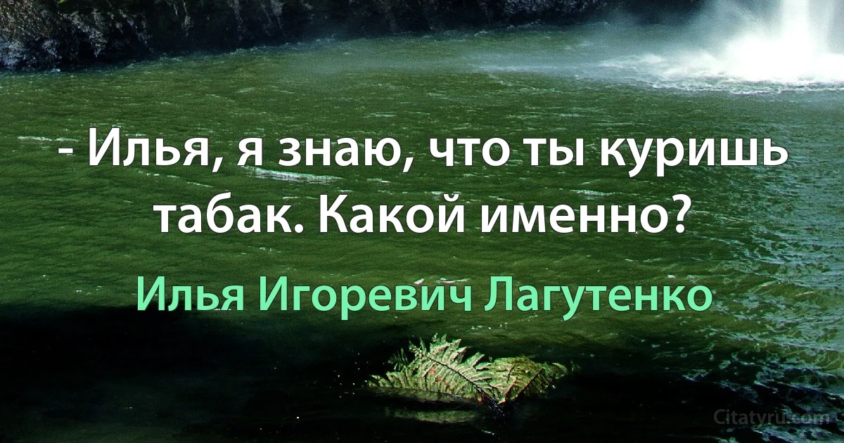 - Илья, я знаю, что ты куришь табак. Какой именно? (Илья Игоревич Лагутенко)