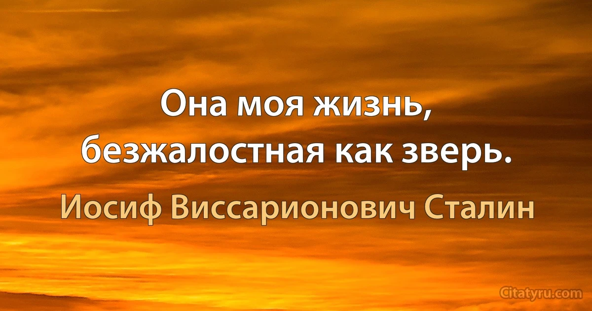 Она моя жизнь, безжалостная как зверь. (Иосиф Виссарионович Сталин)