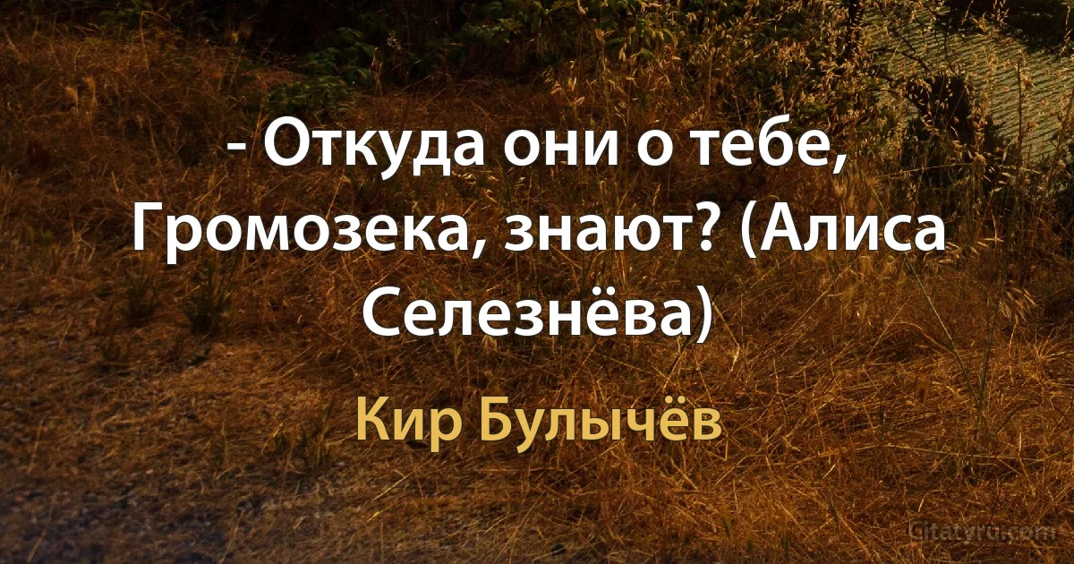 - Откуда они о тебе, Громозека, знают? (Алиса Селезнёва) (Кир Булычёв)