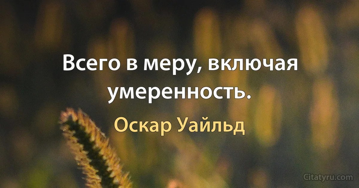 Всего в меру, включая умеренность. (Оскар Уайльд)