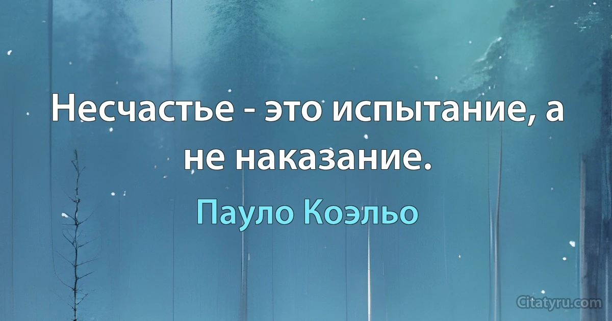 Несчастье - это испытание, а не наказание. (Пауло Коэльо)