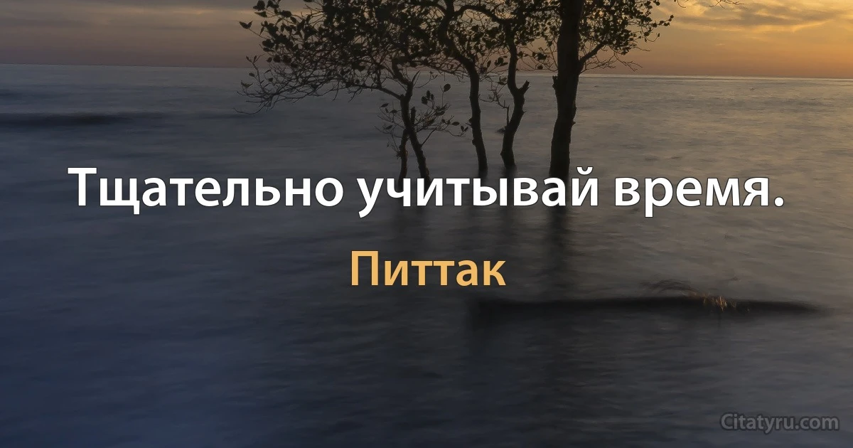 Тщательно учитывай время. (Питтак)