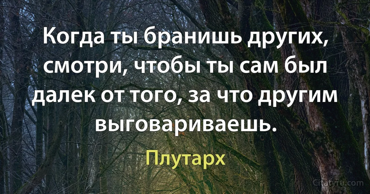 Когда ты бранишь других, смотри, чтобы ты сам был далек от того, за что дрyгим выговариваешь. (Плутарх)