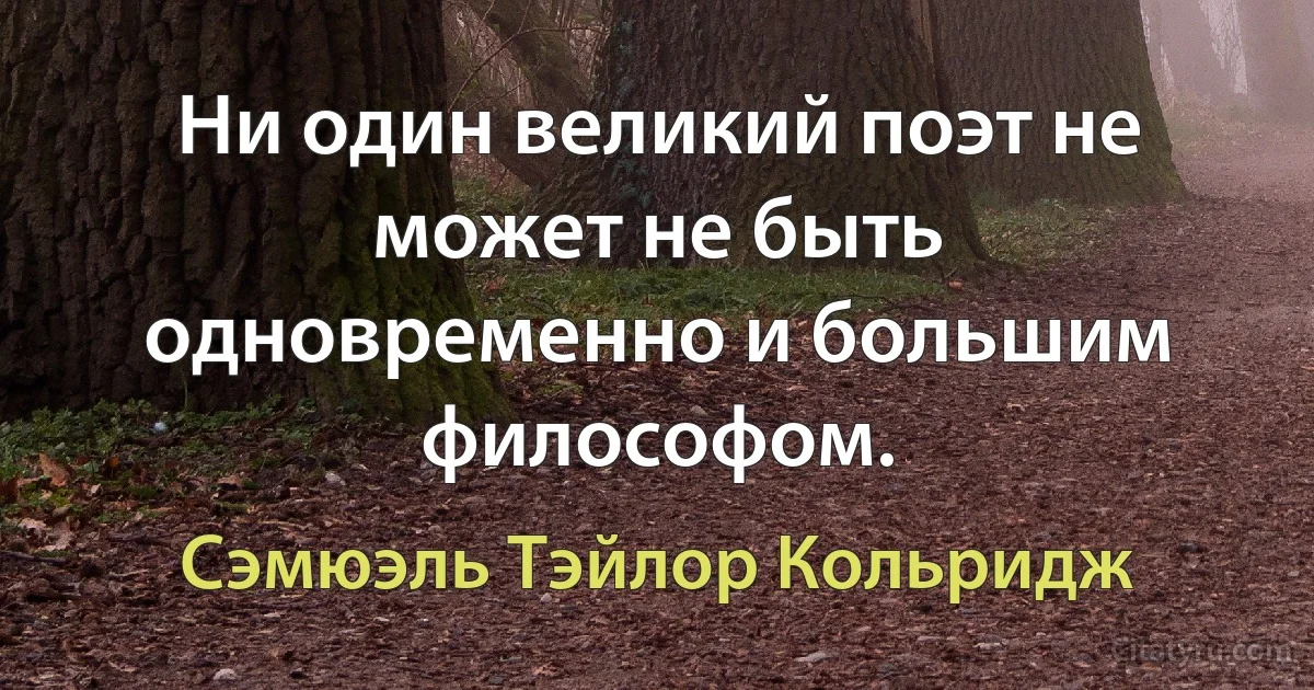 Ни один великий поэт не может не быть одновременно и большим философом. (Сэмюэль Тэйлор Кольридж)