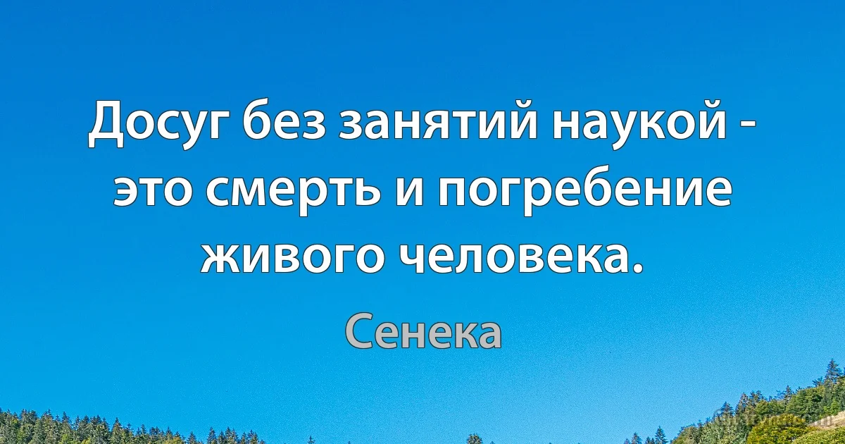 Досуг без занятий наукой - это смерть и погребение живого человека. (Сенека)