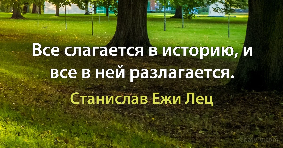 Все слагается в историю, и все в ней разлагается. (Станислав Ежи Лец)