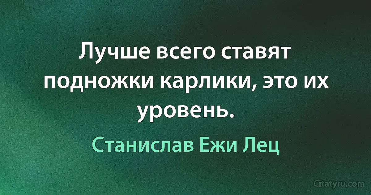 Лучше всего ставят подножки карлики, это их уровень. (Станислав Ежи Лец)