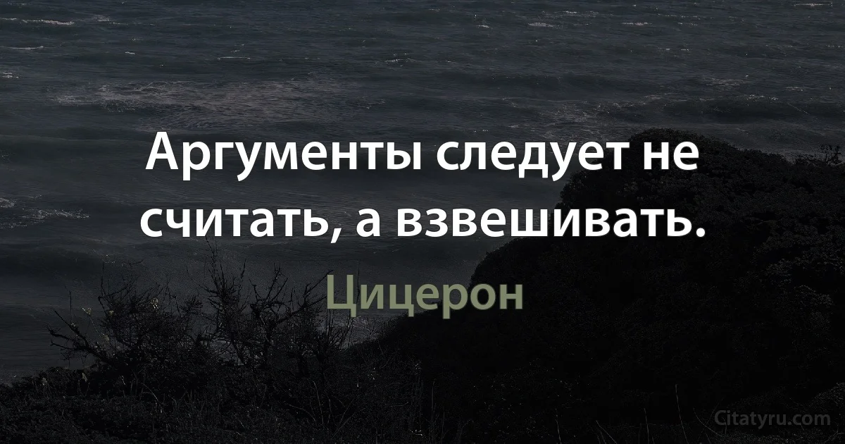 Аргументы следует не считать, а взвешивать. (Цицерон)