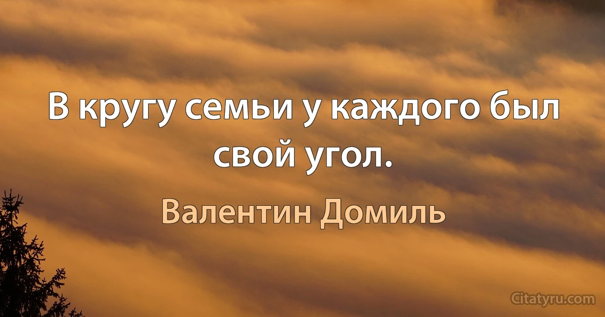 В кругу семьи у каждого был свой угол. (Валентин Домиль)