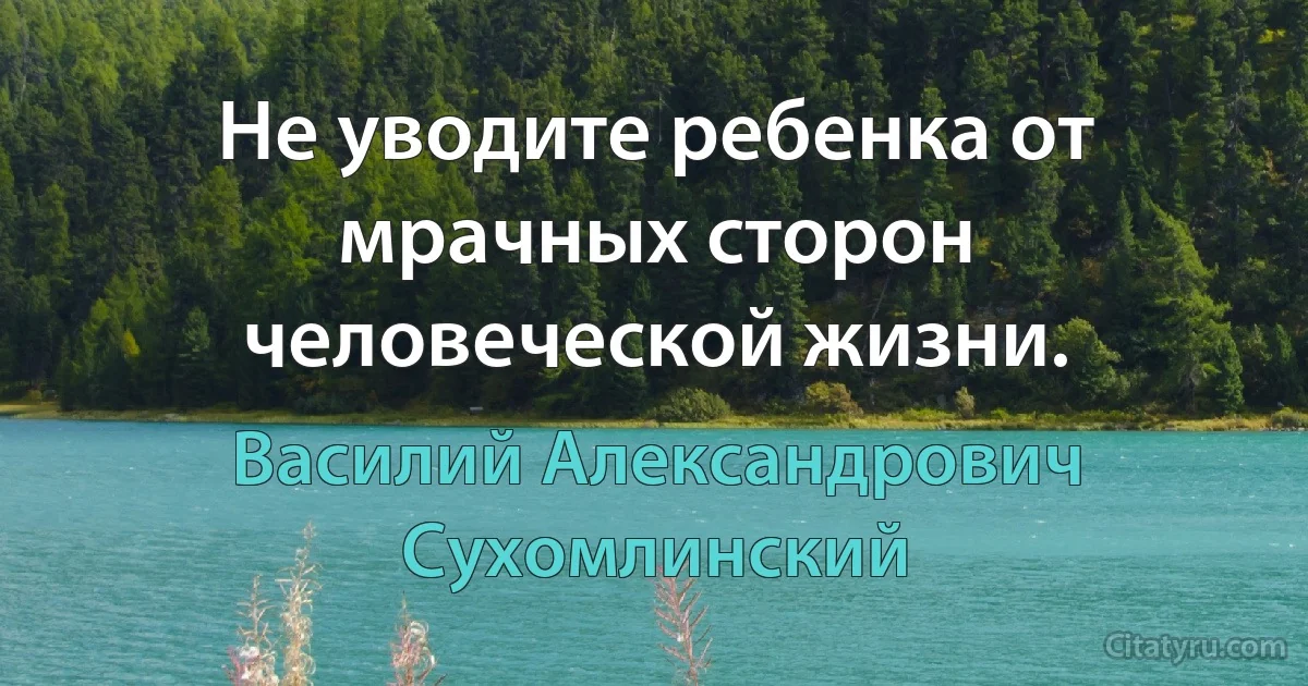 Не уводите ребенка от мрачных сторон человеческой жизни. (Василий Александрович Сухомлинский)