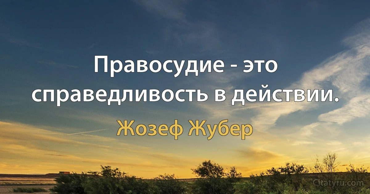 Правосудие - это справедливость в действии. (Жозеф Жубер)