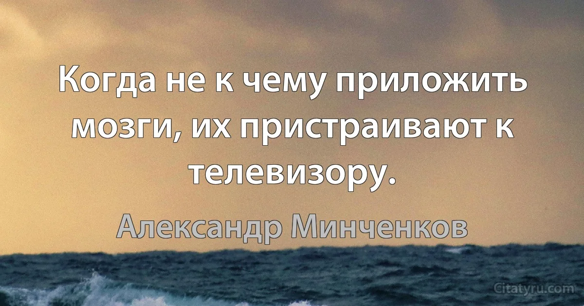 Когда не к чему приложить мозги, их пристраивают к телевизору. (Александр Минченков)