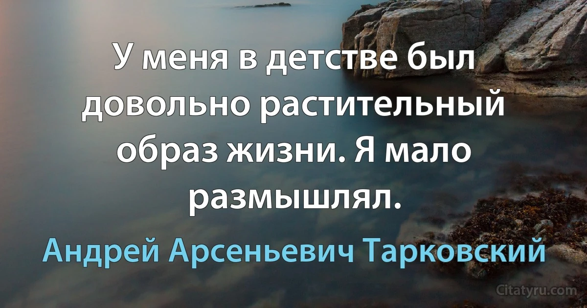 У меня в детстве был довольно растительный образ жизни. Я мало размышлял. (Андрей Арсеньевич Тарковский)