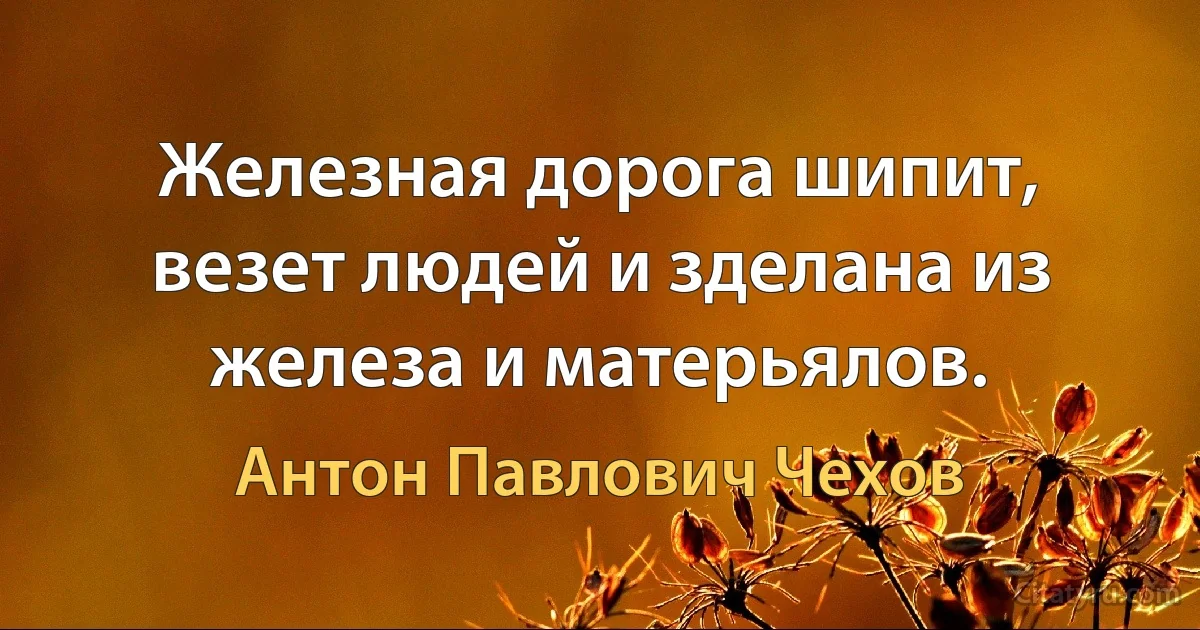 Железная дорога шипит, везет людей и зделана из железа и матерьялов. (Антон Павлович Чехов)