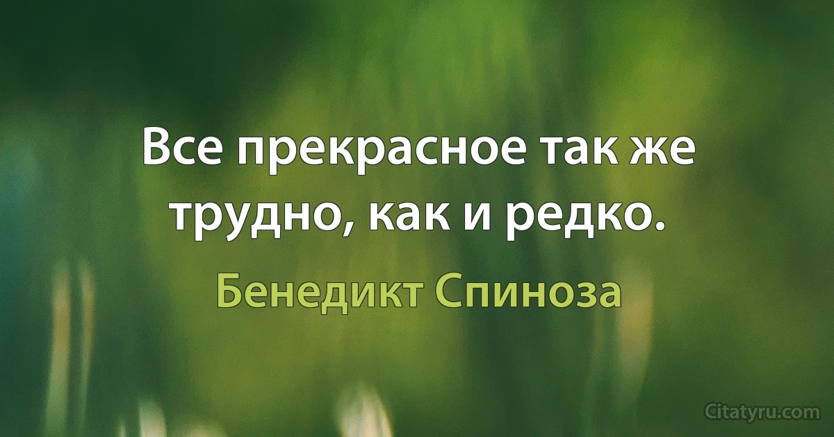 Все прекрасное так же трудно, как и редко. (Бенедикт Спиноза)