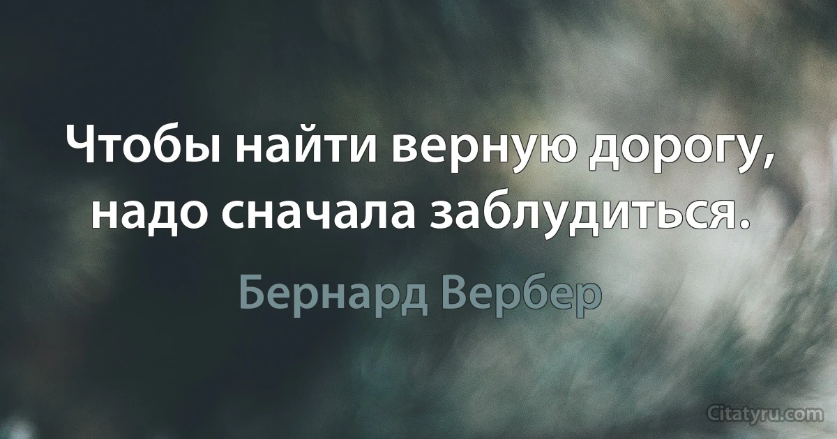 Чтобы найти верную дорогу, надо сначала заблудиться. (Бернард Вербер)