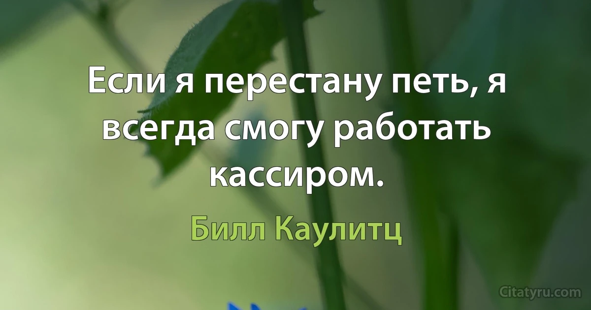 Если я перестану петь, я всегда смогу работать кассиром. (Билл Каулитц)