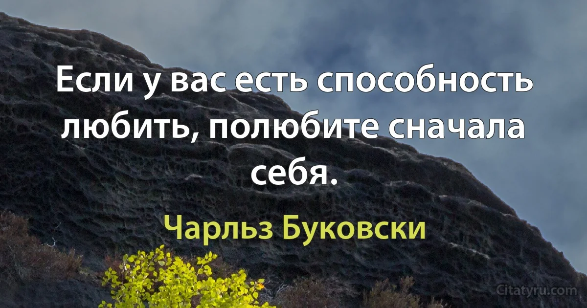 Если у вас есть способность любить, полюбите сначала себя. (Чарльз Буковски)