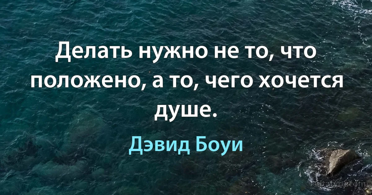 Делать нужно не то, что положено, а то, чего хочется душе. (Дэвид Боуи)