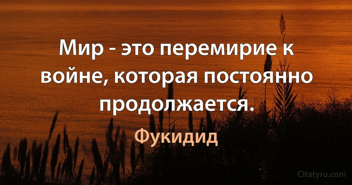 Мир - это перемирие к войне, которая постоянно продолжается. (Фукидид)