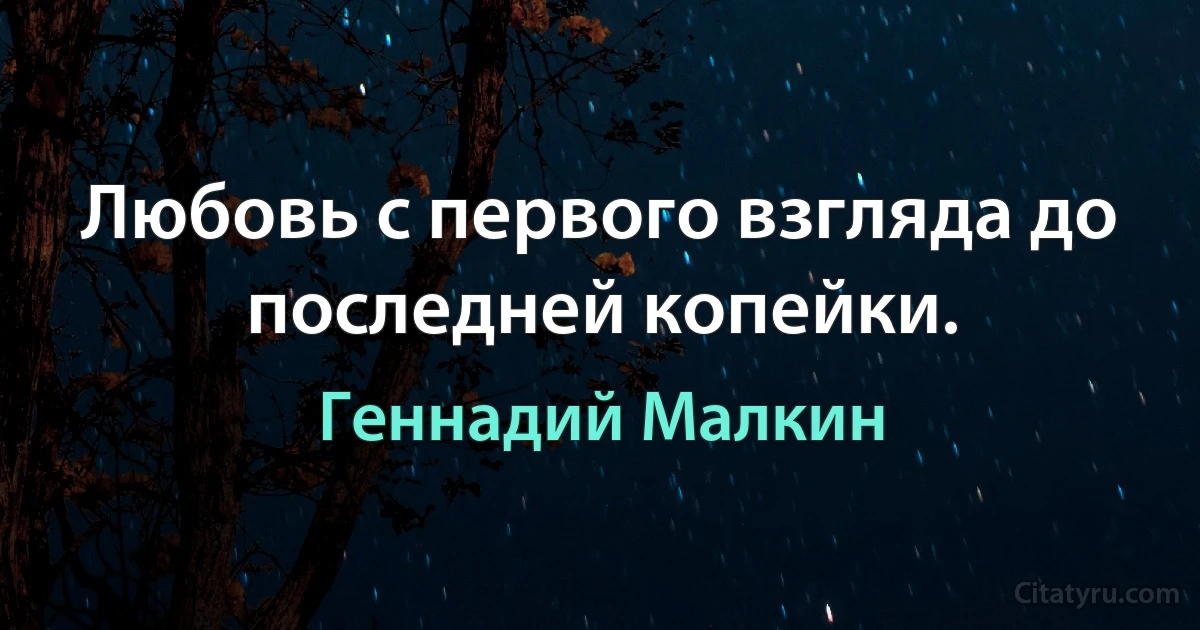 Любовь с первого взгляда до последней копейки. (Геннадий Малкин)