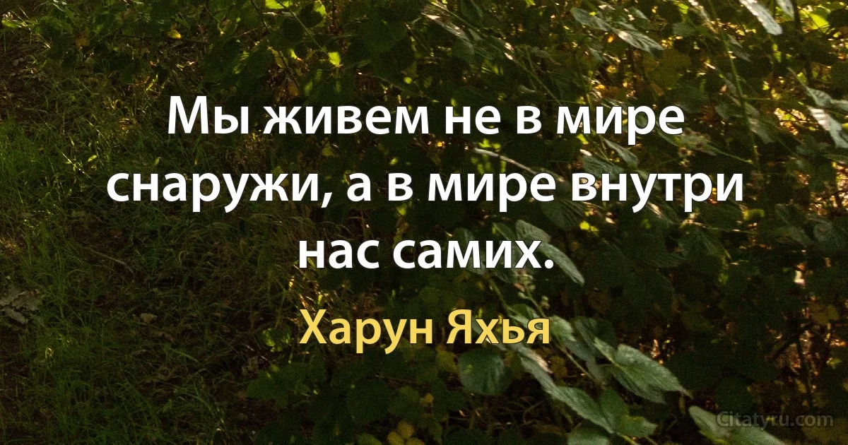 Мы живем не в мире снаружи, а в мире внутри нас самих. (Харун Яхья)