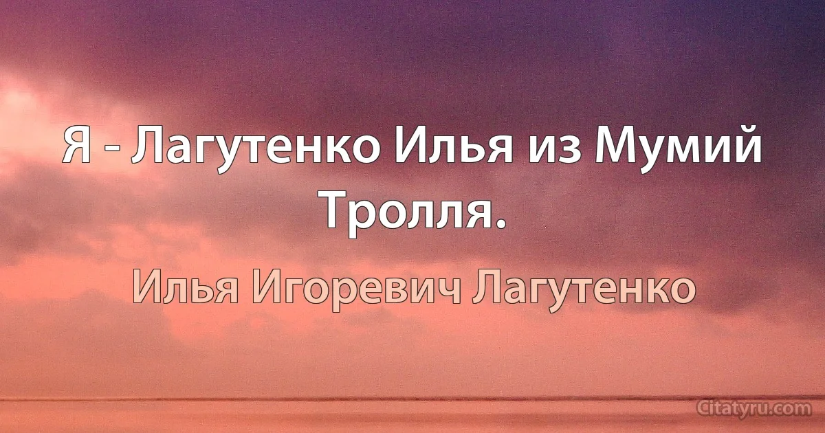 Я - Лагутенко Илья из Мумий Тролля. (Илья Игоревич Лагутенко)