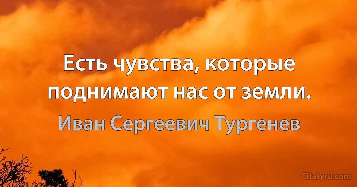 Есть чувства, которые поднимают нас от земли. (Иван Сергеевич Тургенев)