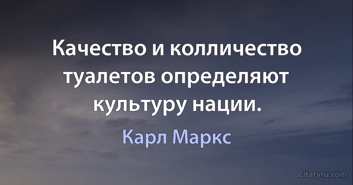 Качество и колличество туалетов определяют культуру нации. (Карл Маркс)