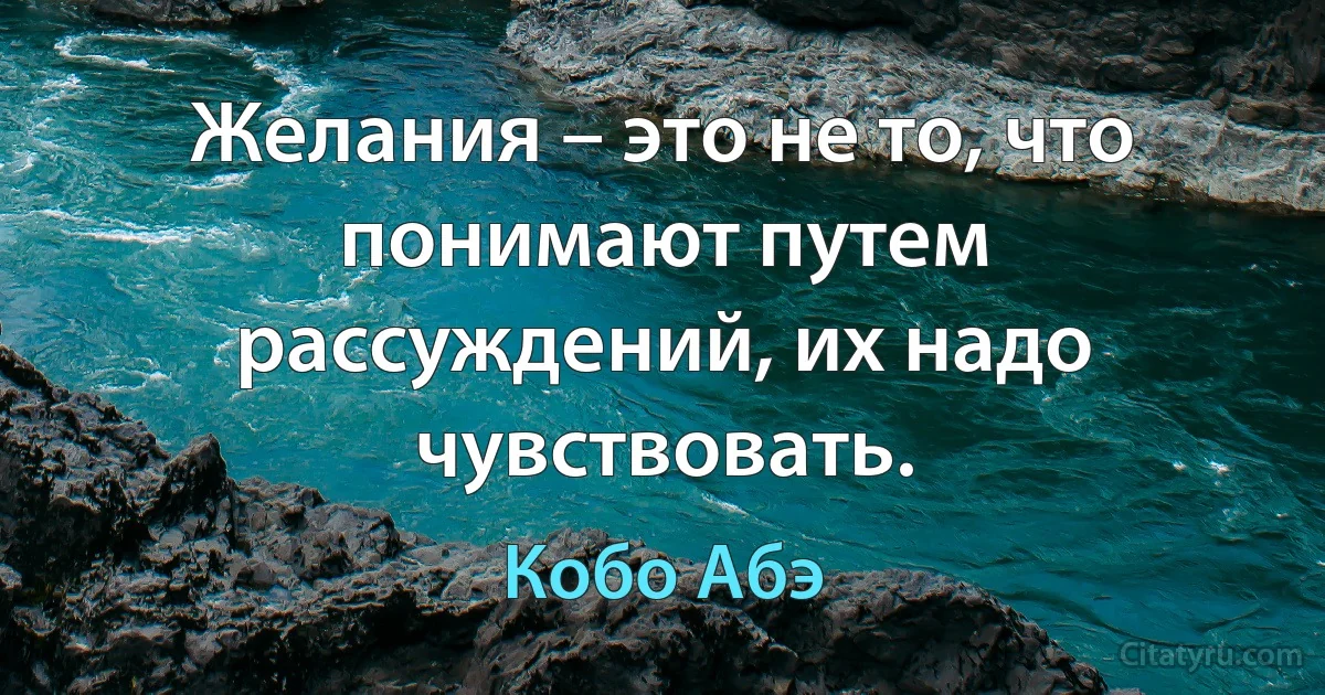 Желания – это не то, что понимают путем рассуждений, их надо чувствовать. (Кобо Абэ)