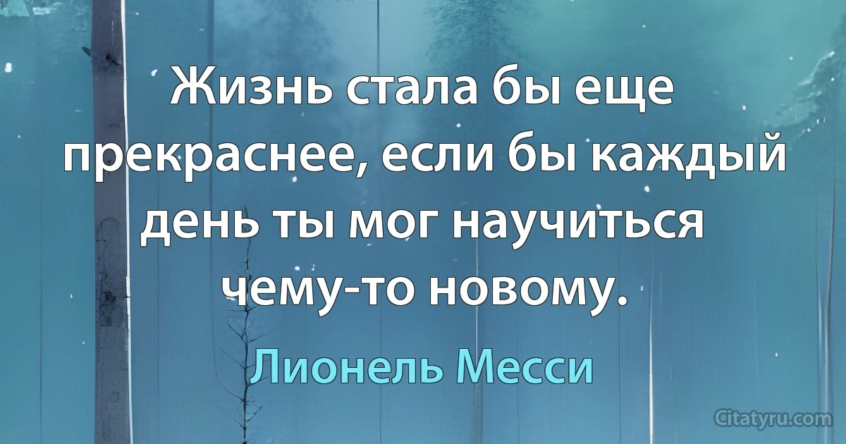 Жизнь стала бы еще прекраснее, если бы каждый день ты мог научиться чему-то новому. (Лионель Месси)