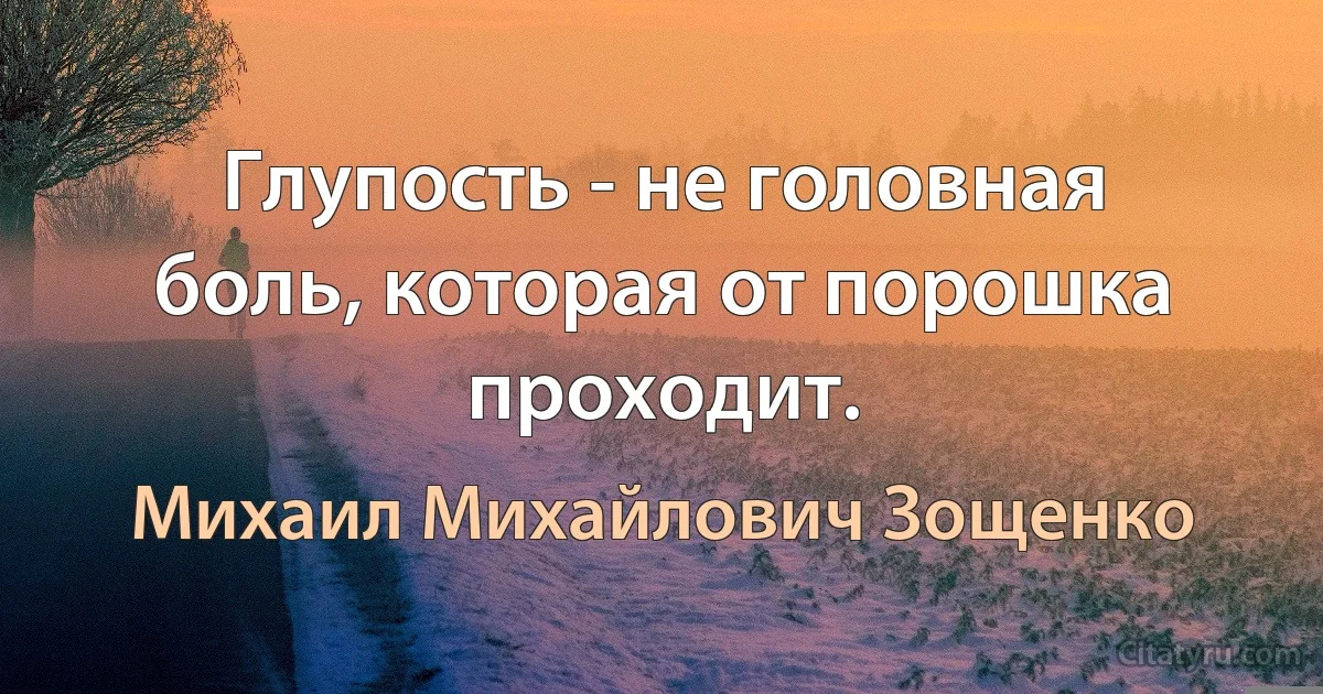 Глупость - не головная боль, которая от порошка проходит. (Михаил Михайлович Зощенко)