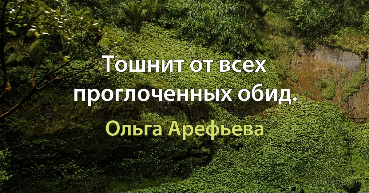 Тошнит от всех проглоченных обид. (Ольга Арефьева)