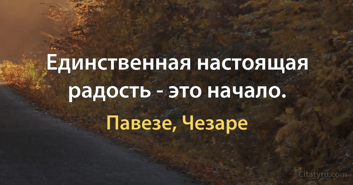 Единственная настоящая радость - это начало. (Павезе, Чезаре)