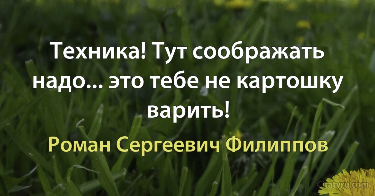 Техника! Тут соображать надо... это тебе не картошку варить! (Роман Сергеевич Филиппов)